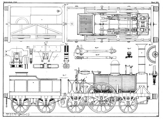 tekening trein 1840