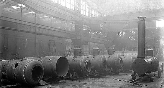 Elf vervoerbare vlampijpketels uitneembaar binnenwerk Asta Romana S.A. Boekarest, Roemenië, tijdens fabricatie, bij Machinefabriek-Stork, verwarmend oppervlak 60 m2, werkdruk 12.4 kgcm2.jpg
